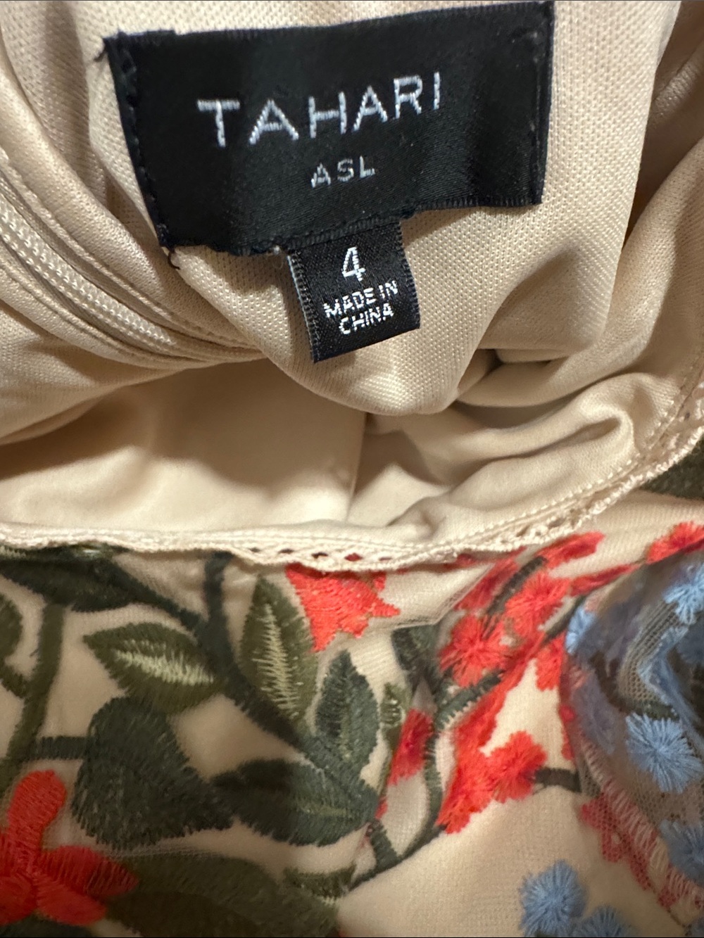 Tahari ASL Embroidery & Crochet A-Line Dress Size 4 - Picture 9 of 12